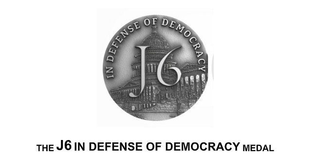 J6 In Defense of Democracy medal featuring the U.S. Capitol, symbolizing commitment to democratic values and civic engagement.