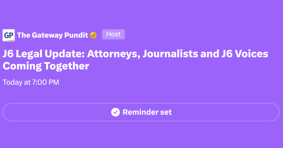J6 Legal Update event featuring attorneys, journalists, and advocates discussing important legal matters scheduled for today at 7:00 PM.